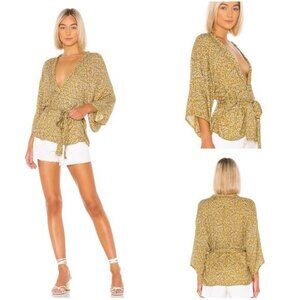 Jen’s Pirate Booty Yellow Short Floral Kimono S